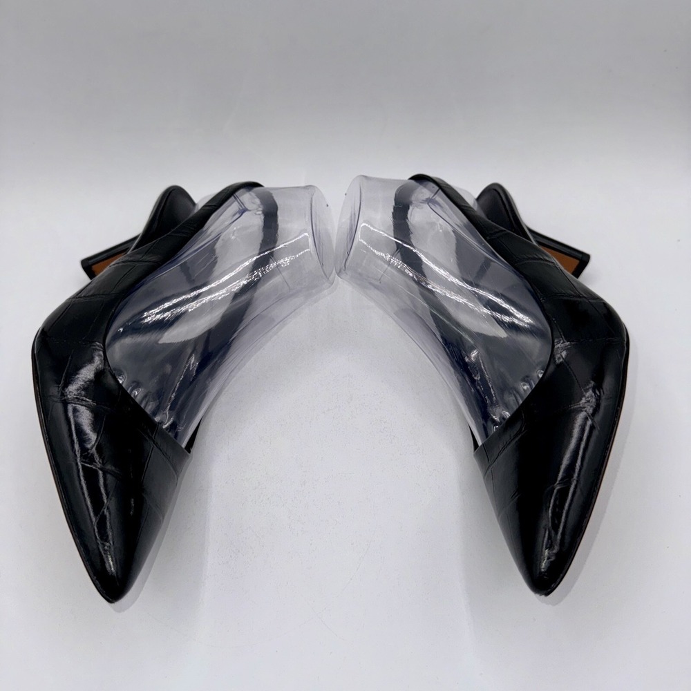 Vince. Patrice Pumps Women's Size 7.5 Crocodile Embossed Black Leather - Picture 6 of 13
